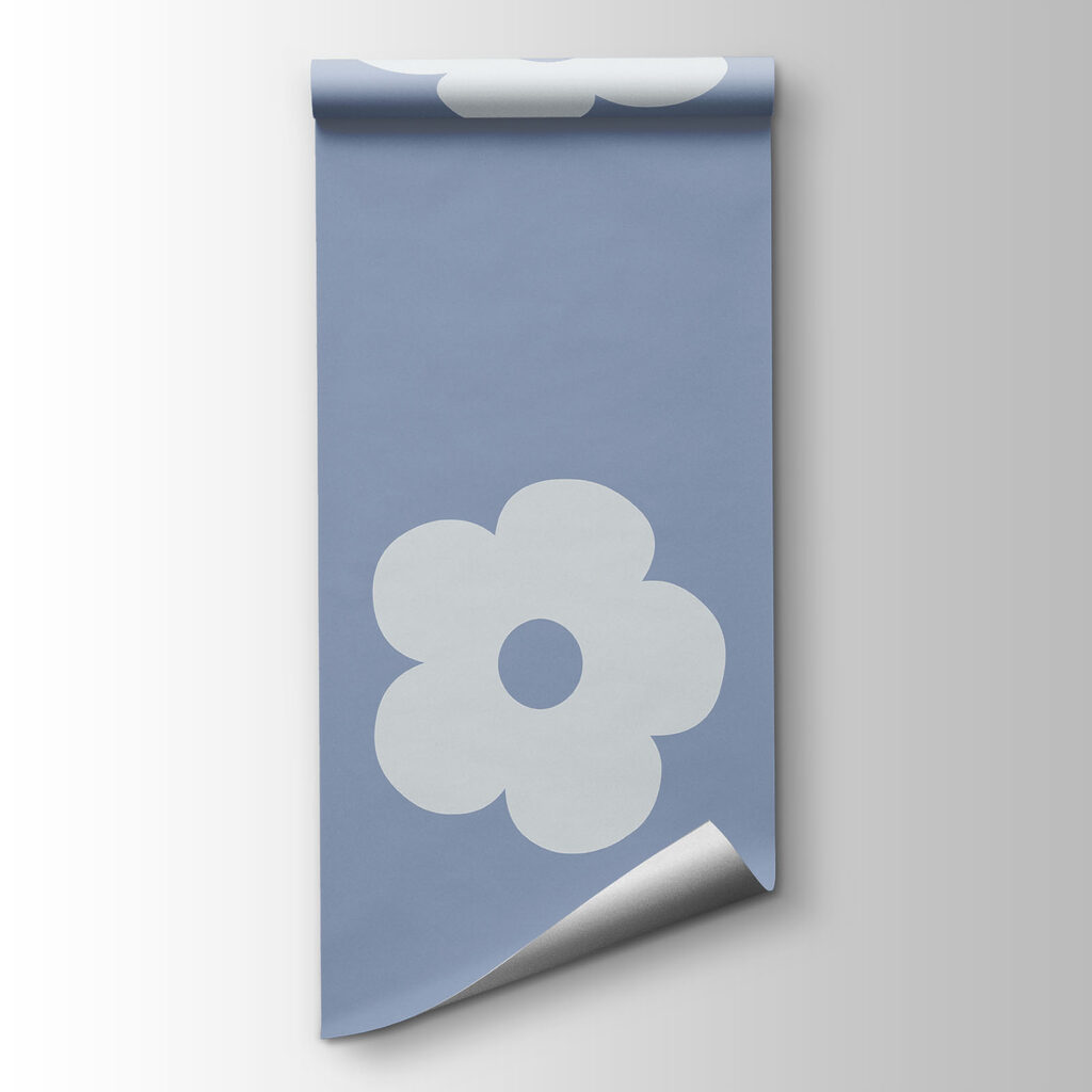 Pattern of white flowers on a blue background