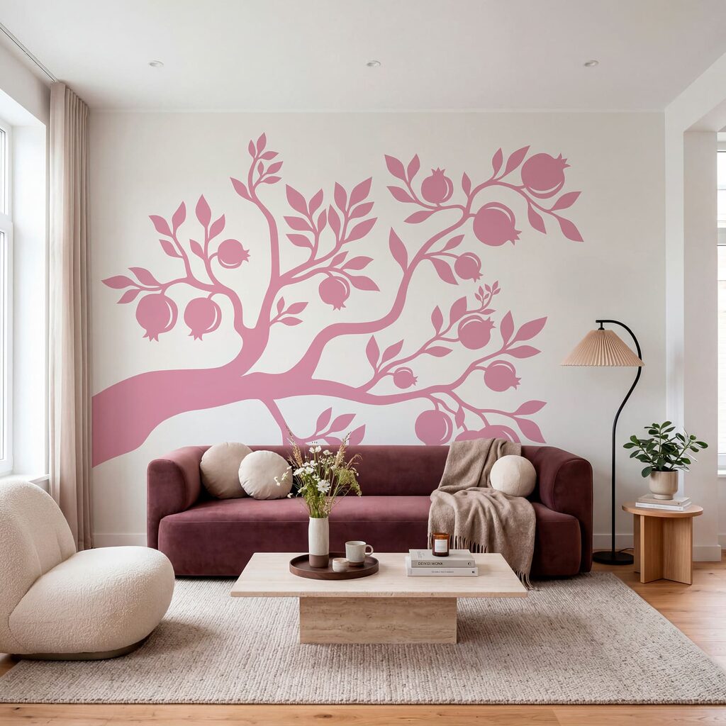Albero con rami e frutti rosa