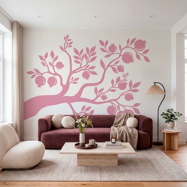 Albero con rami e frutti rosa