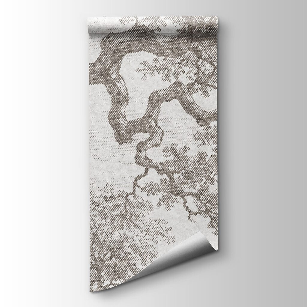 Drawing of a tree and a rocky landscape Drawing of a tree and a rocky landscape