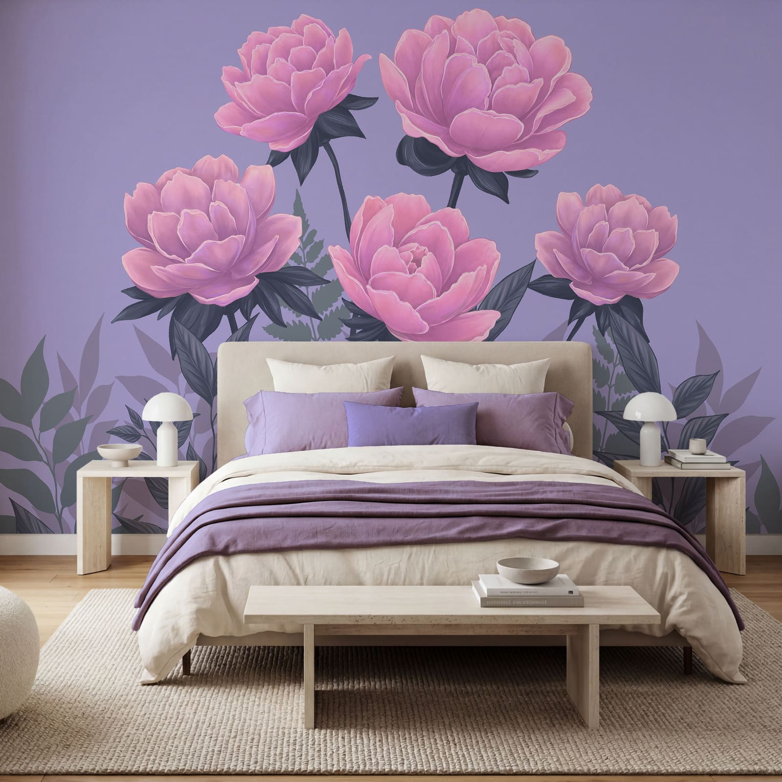 Composizione di fiori e foglie rosa Composizione di fiori e foglie rosa