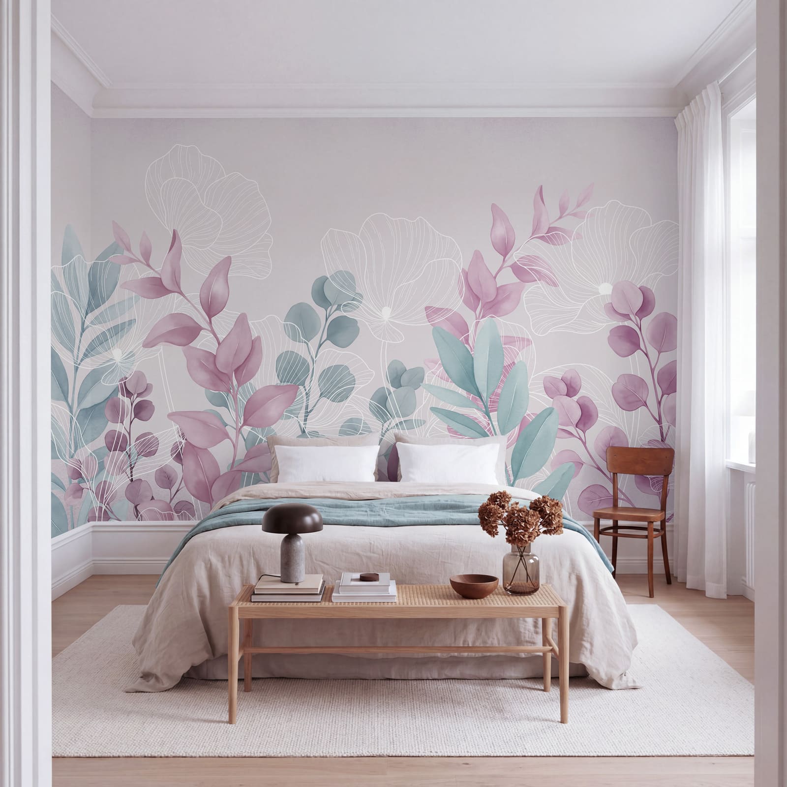 Illustrazione botanica dai toni pastello e dall’atmosfera serena Illustrazione botanica dai toni pastello e dall’atmosfera serena