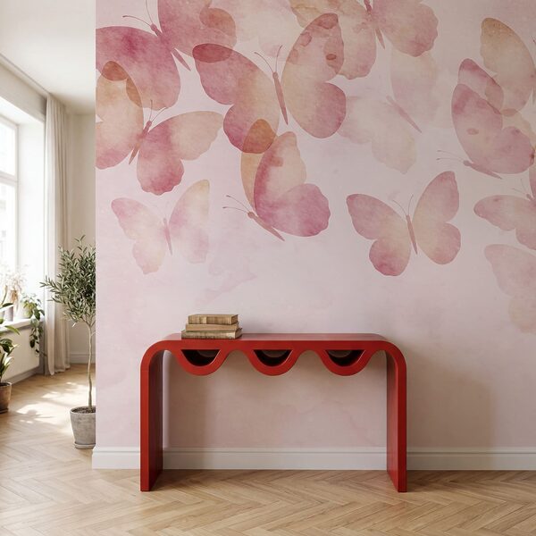 Gruppo di farfalle su sfondo rosa Gruppo di farfalle su sfondo rosa
