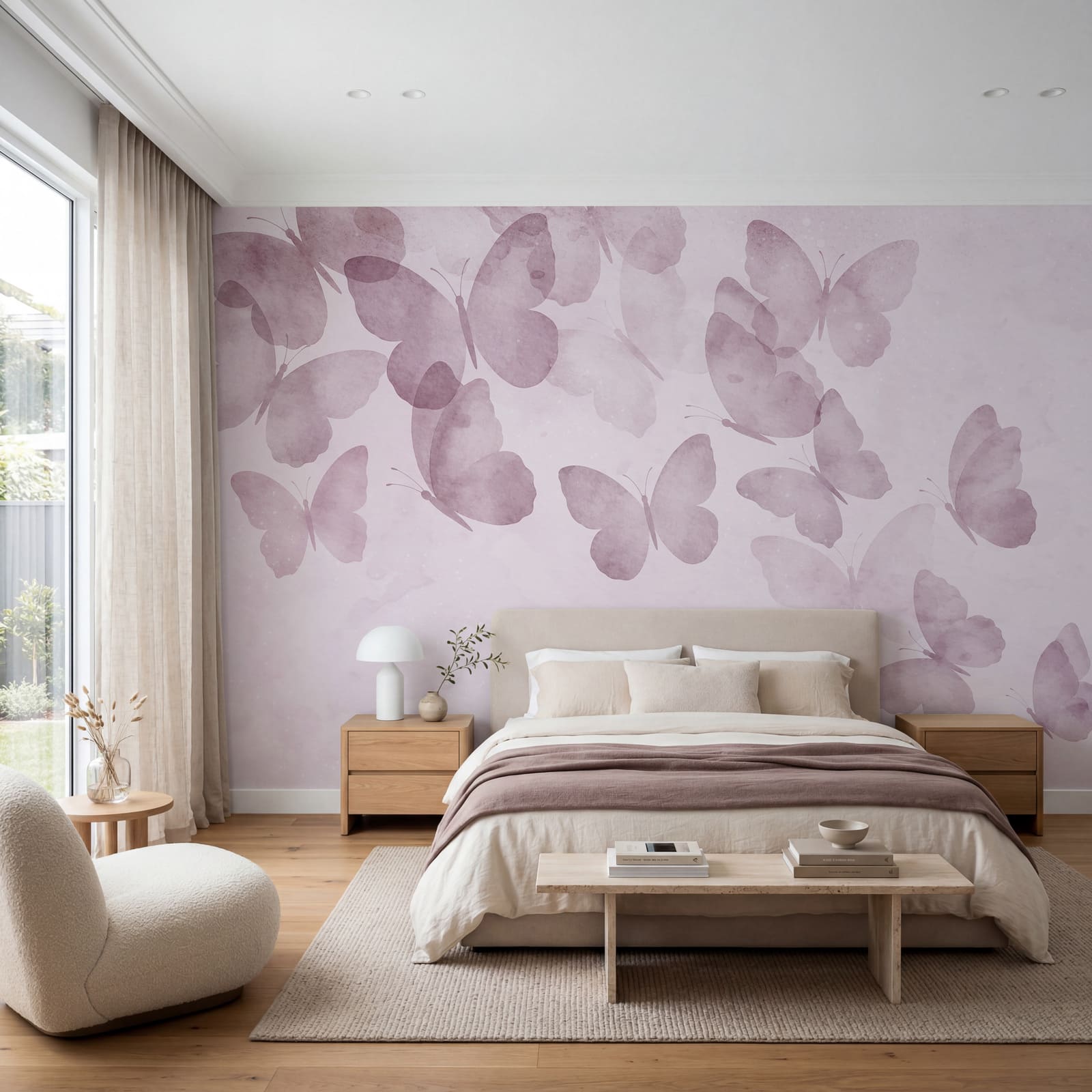 Gruppo di farfalle su sfondo rosa