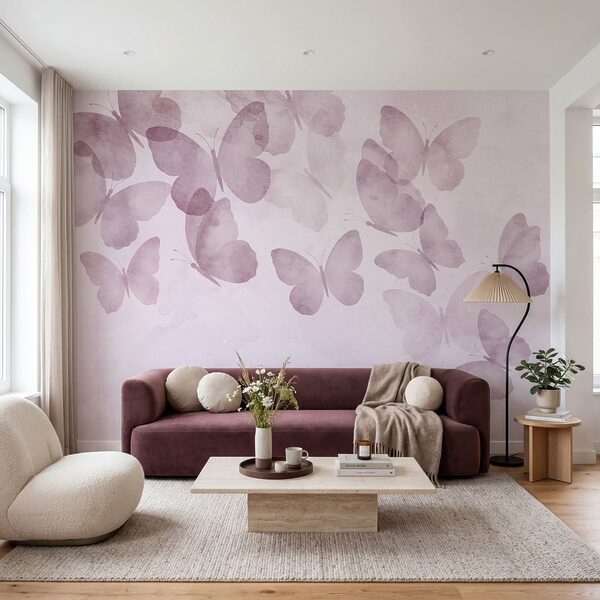Gruppo di farfalle su sfondo rosa