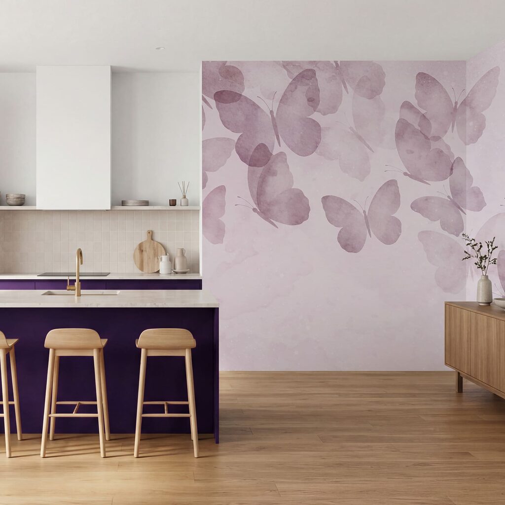 Gruppo di farfalle su sfondo rosa