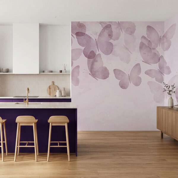 Gruppo di farfalle su sfondo rosa