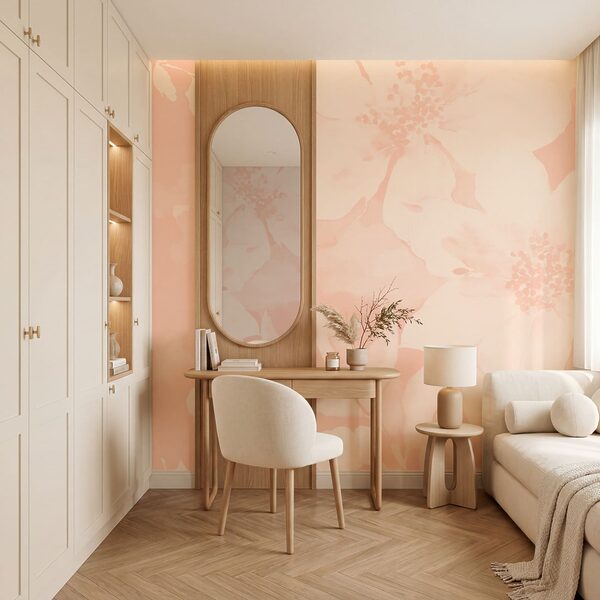 Fiori bianchi su sfondo rosa