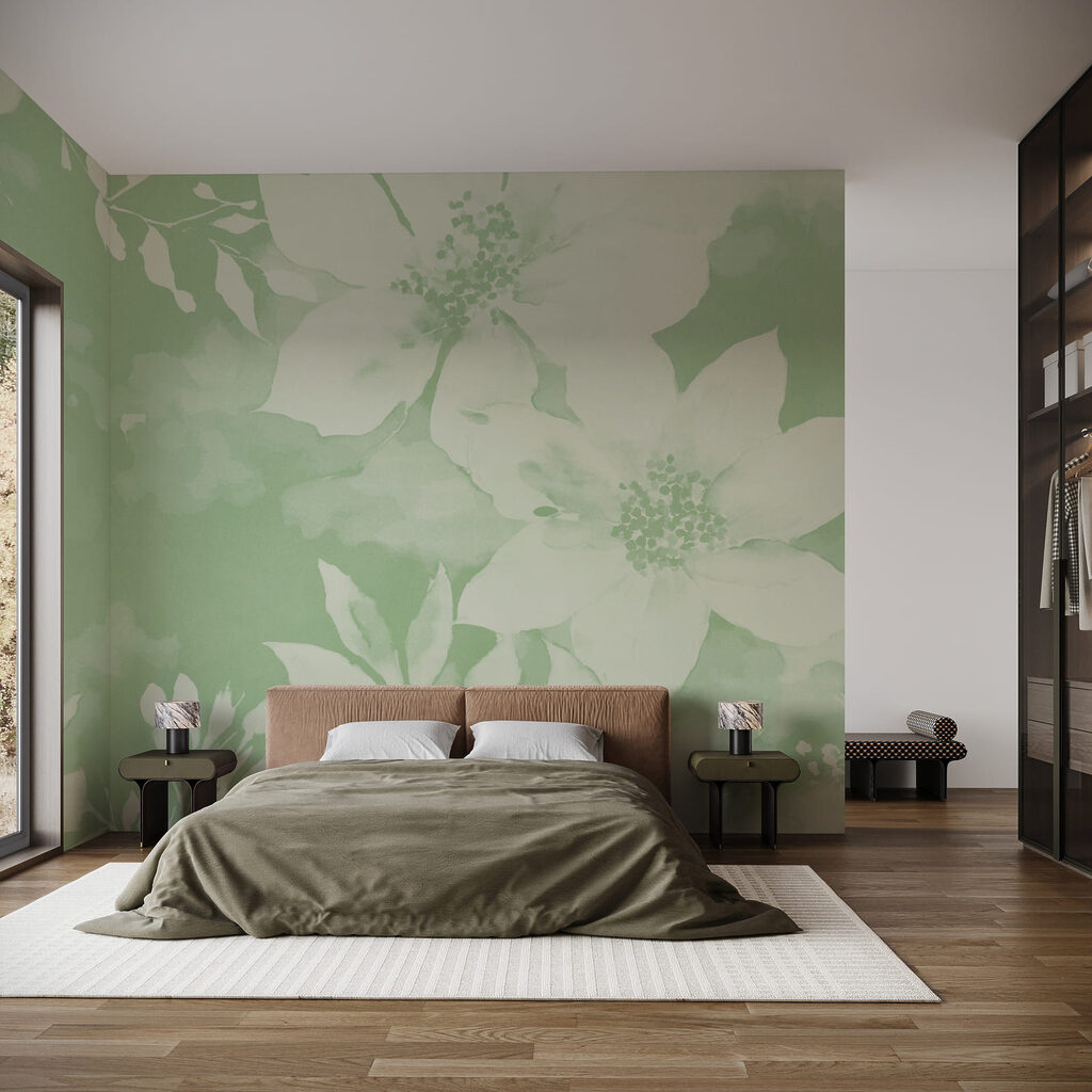 Fiori bianchi su sfondo verde