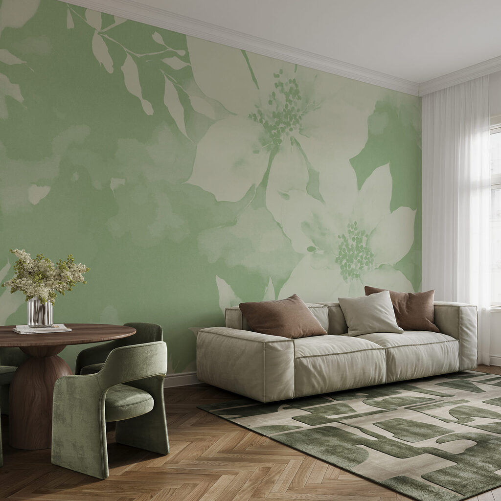 Fiori bianchi su sfondo verde