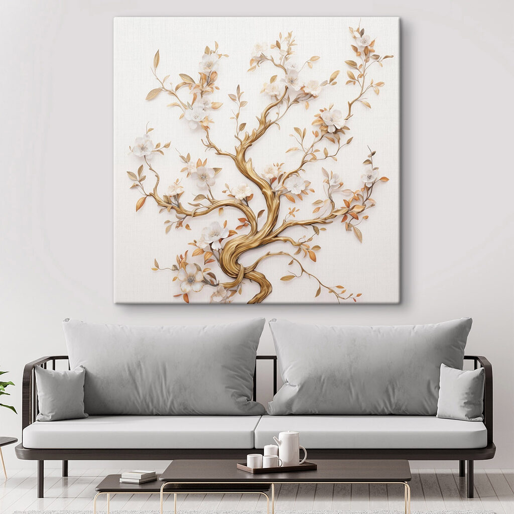 Tree with white flowers and leaves