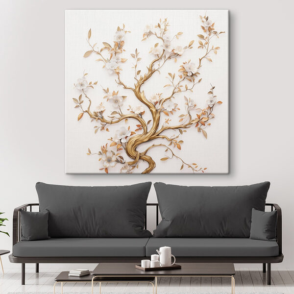 Tree with white flowers and leaves