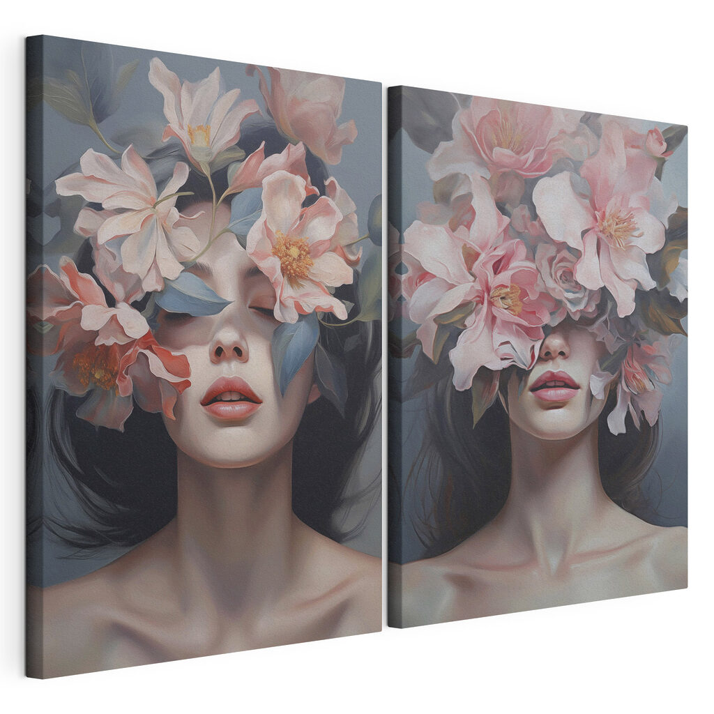 Woman with flowers on her face Woman with flowers on her face