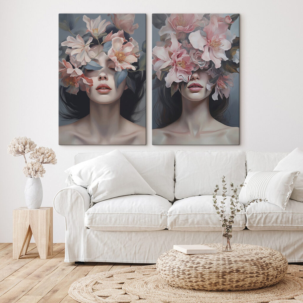 Woman with flowers on her face Woman with flowers on her face