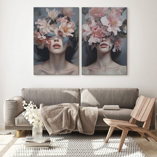 Woman with flowers on her face Woman with flowers on her face