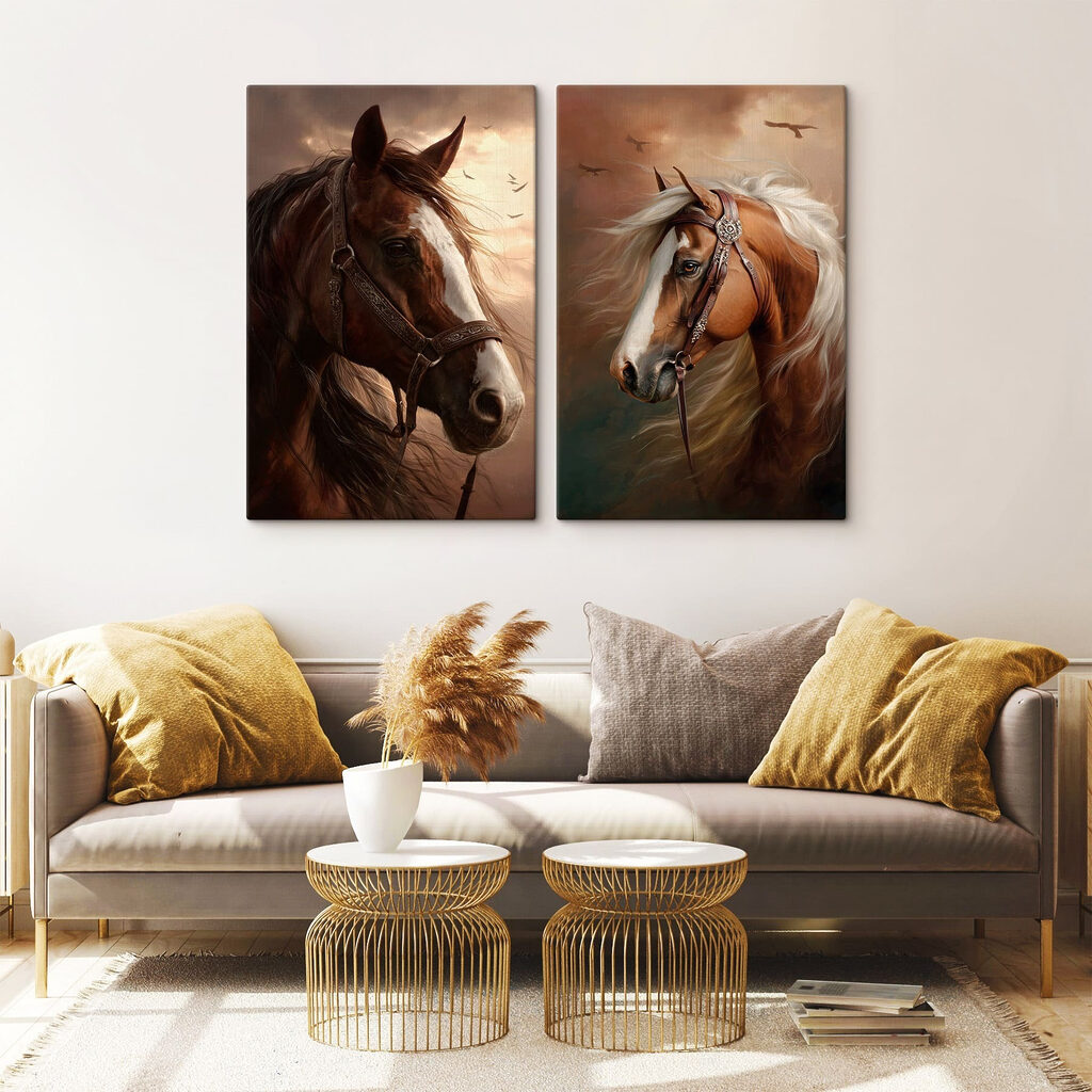Collage of horses with a bridle