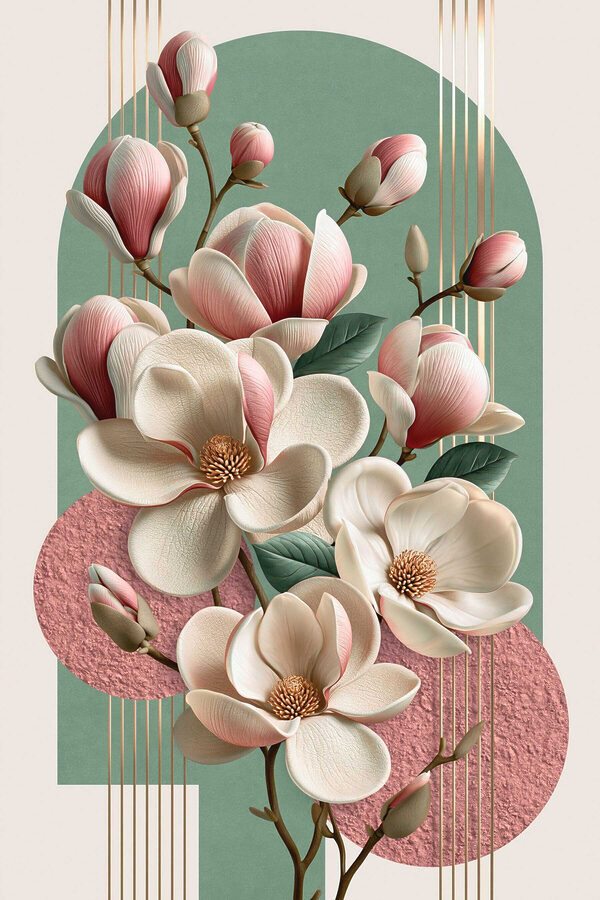 Magnolia blooms in soft pastel tones Magnolia blooms in soft pastel tones