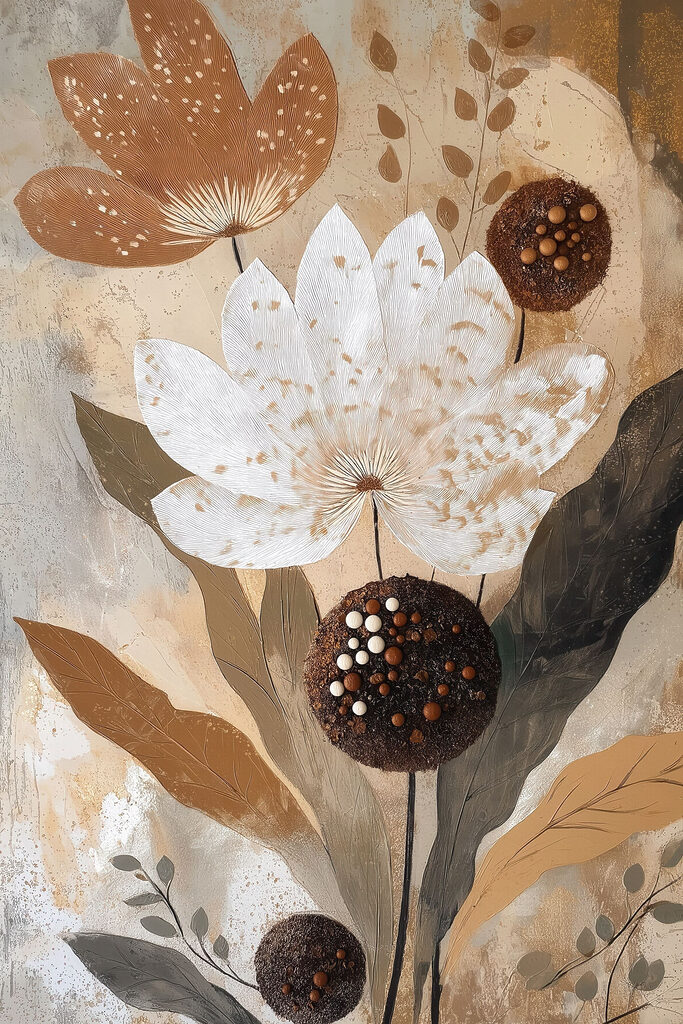 Painting of flowers and leaves Painting of flowers and leaves