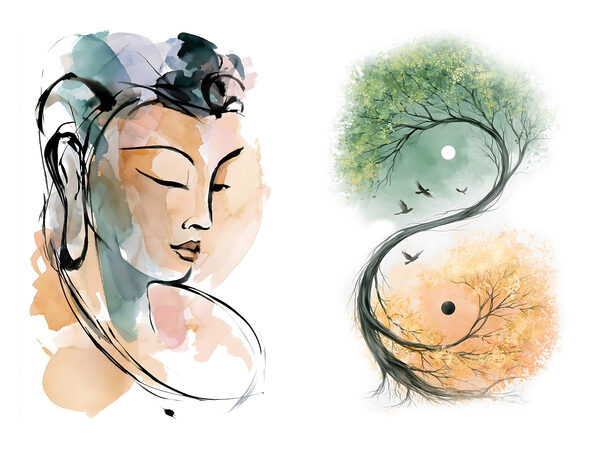 Drawing of a woman and a tree Drawing of a woman and a tree