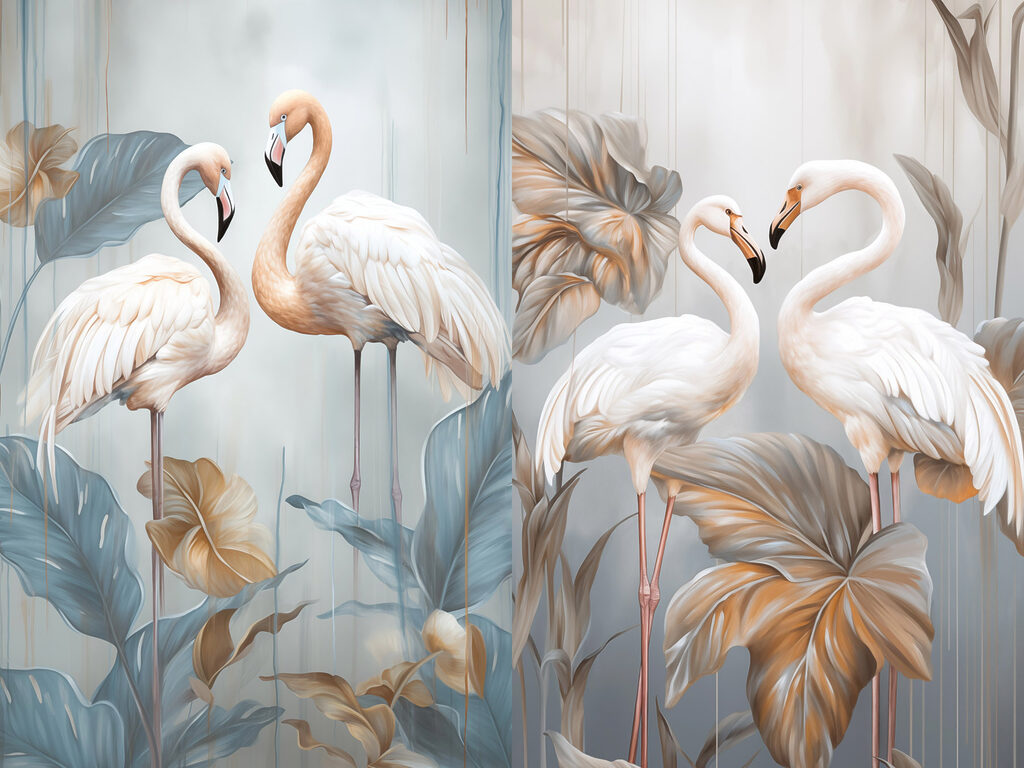 Two birds standing on tall stems Two birds standing on tall stems
