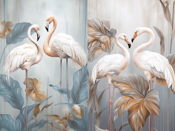 Two birds standing on tall stems Two birds standing on tall stems
