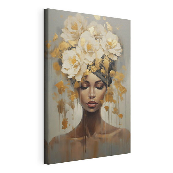 Dipinto raffigurante una donna con dei fiori tra i capelli Quadri Dipinto raffigurante una donna con dei fiori tra i capelli