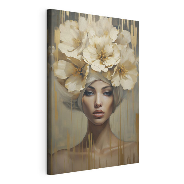 Dipinto raffigurante una donna con dei fiori tra i capelli Quadri Dipinto raffigurante una donna con dei fiori tra i capelli