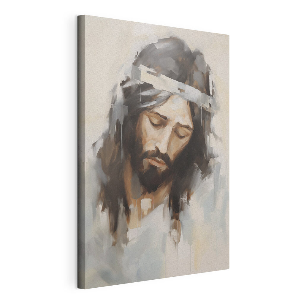Painting of a man with a cross on his head Painting of a man with a cross on his head