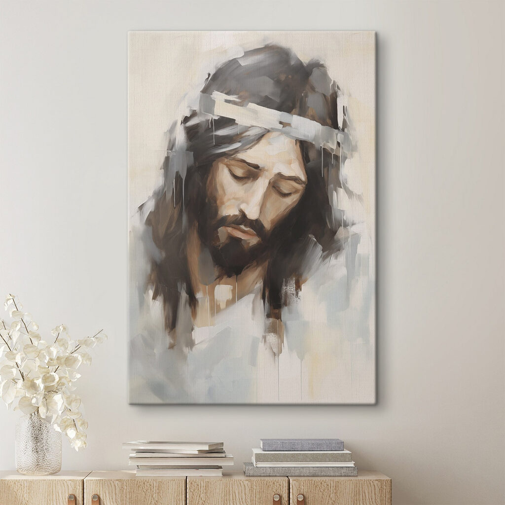 Painting of a man with a cross on his head Painting of a man with a cross on his head