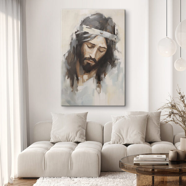 Painting of a man with a cross on his head Painting of a man with a cross on his head