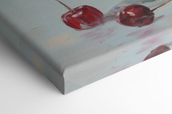 Painting of cherries in a glass