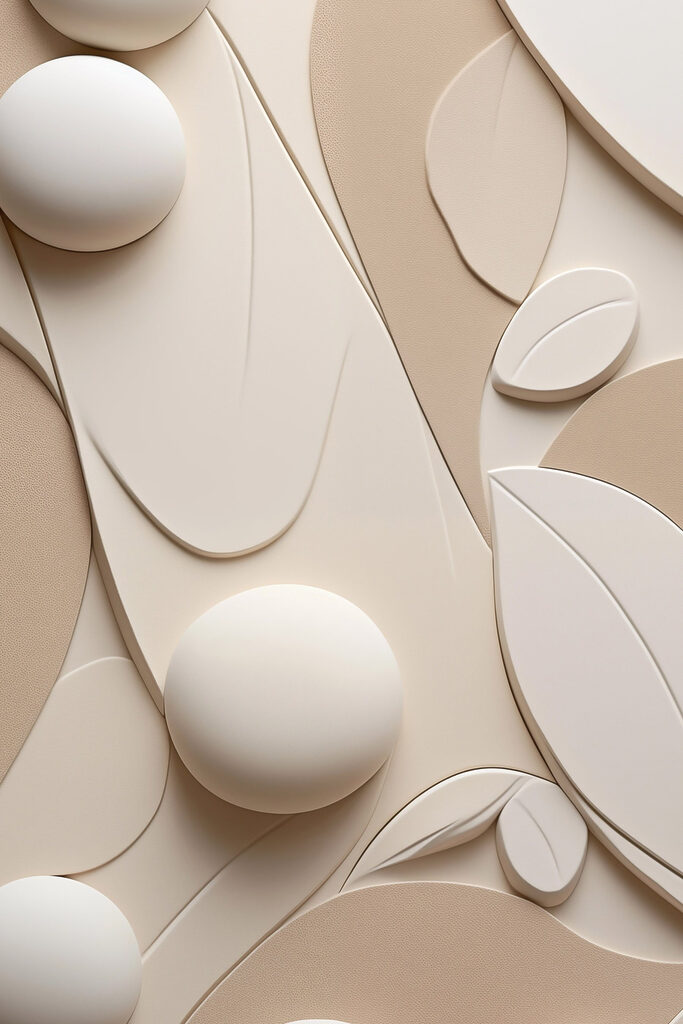 Sculpted forms in soft tones