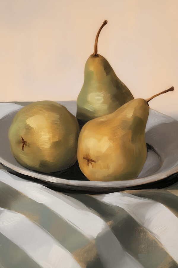 Plate of pears on a table Plate of pears on a table