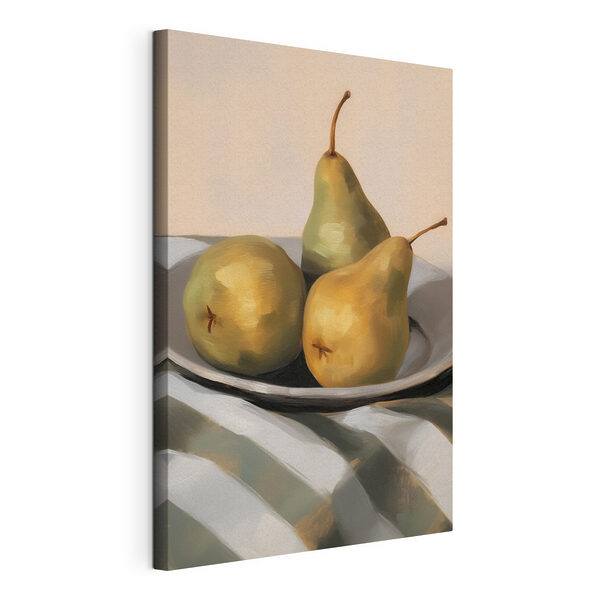 Plate of pears on a table Plate of pears on a table