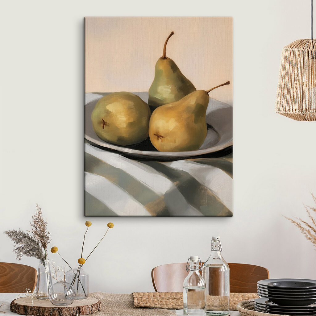 Plate of pears on a table Plate of pears on a table