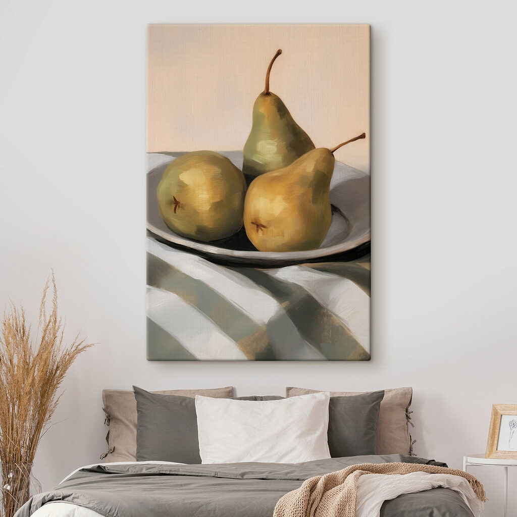 Plate of pears on a table Plate of pears on a table