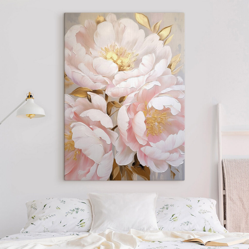 Painting of flowers on a white surface