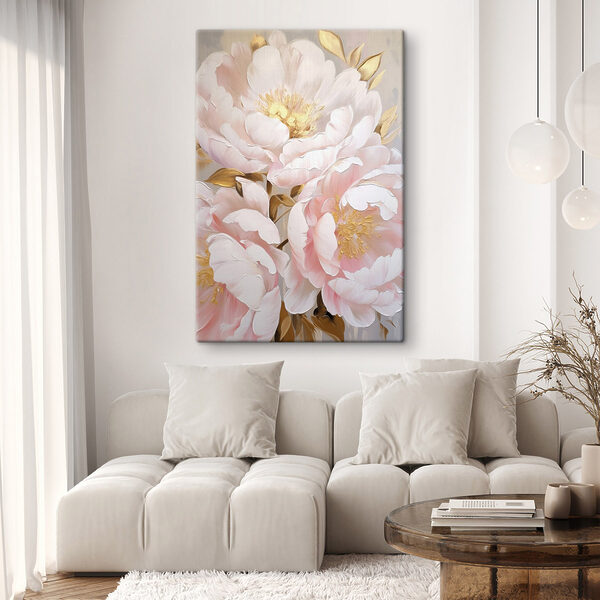 Painting of flowers on a white surface