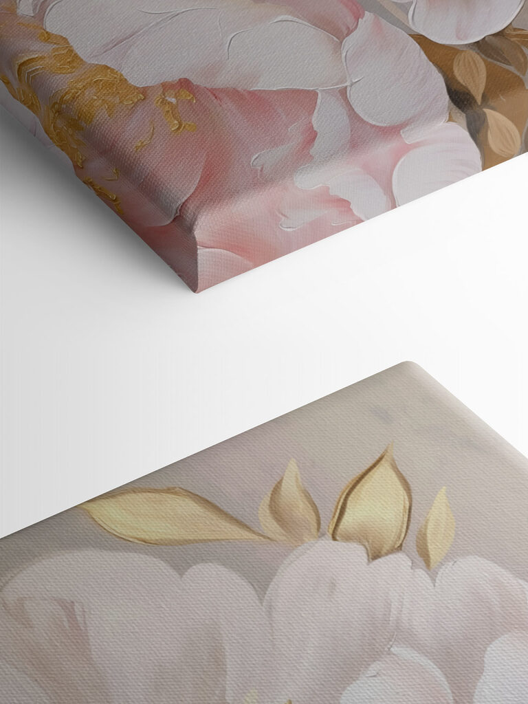 Painting of flowers on a white surface