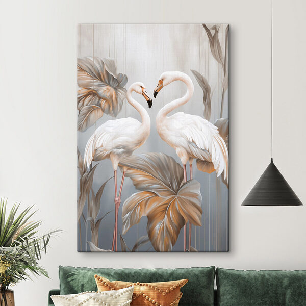 Two white birds standing on a plant Two white birds standing on a plant