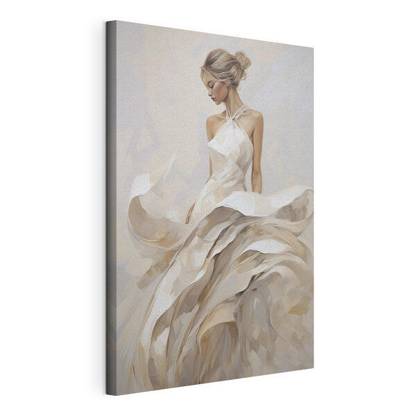 Painting of a woman in a white dress Painting of a woman in a white dress