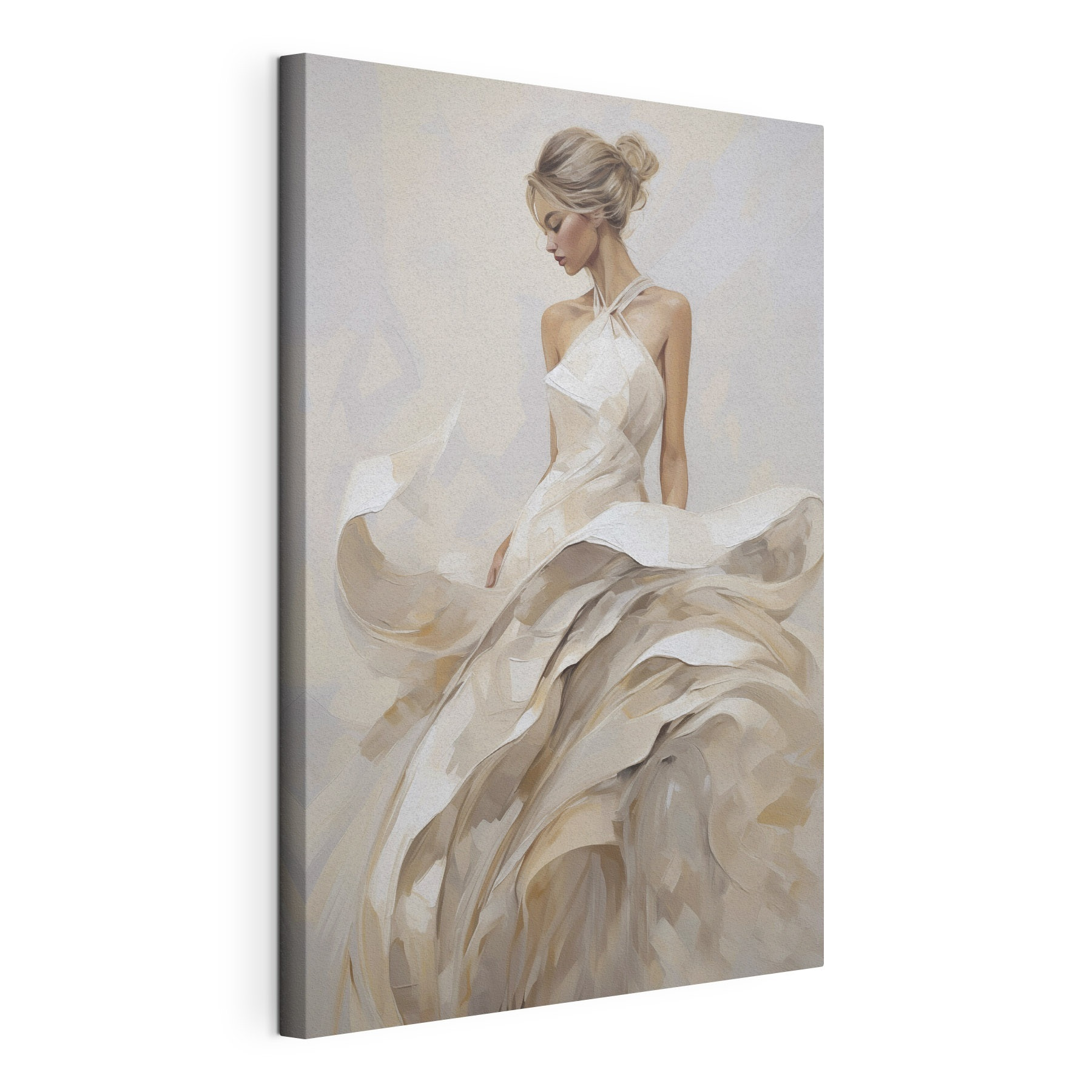 Painting of a woman in a white dress Painting of a woman in a white dress