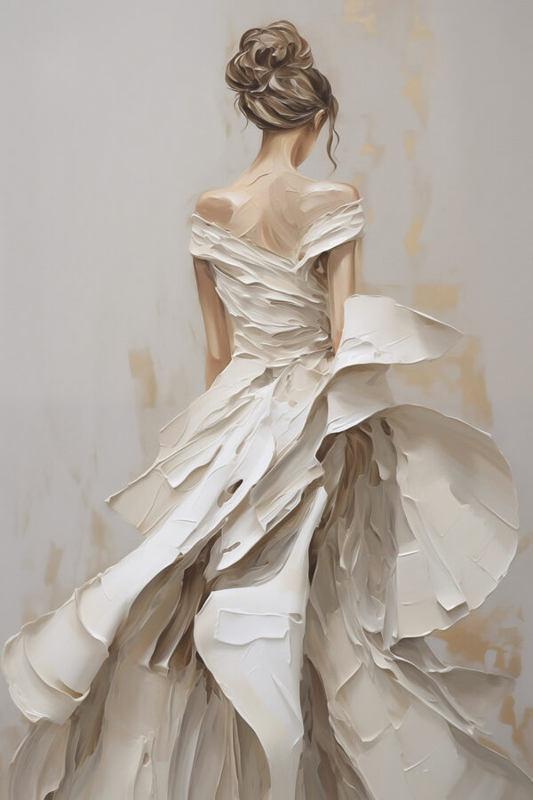 Painting of a woman in a white dress Painting of a woman in a white dress