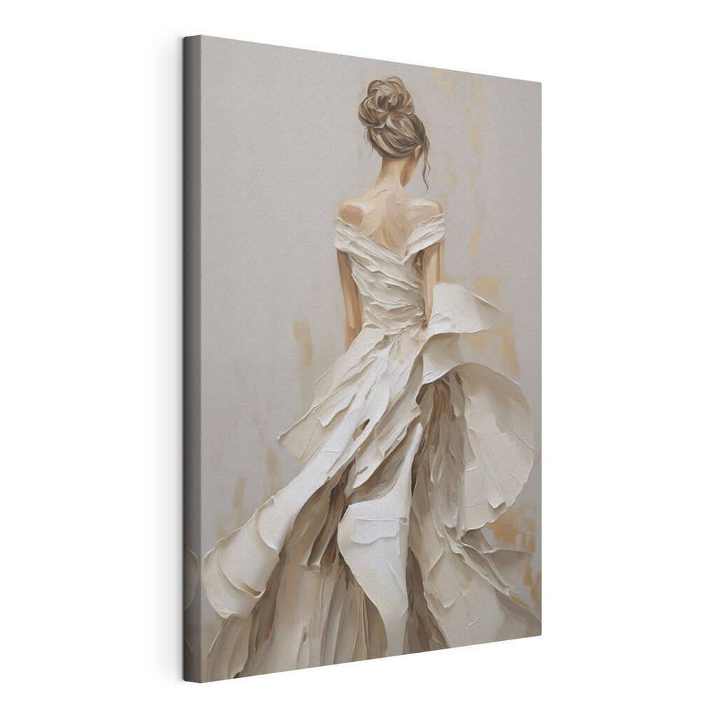 Painting of a woman in a white dress Painting of a woman in a white dress