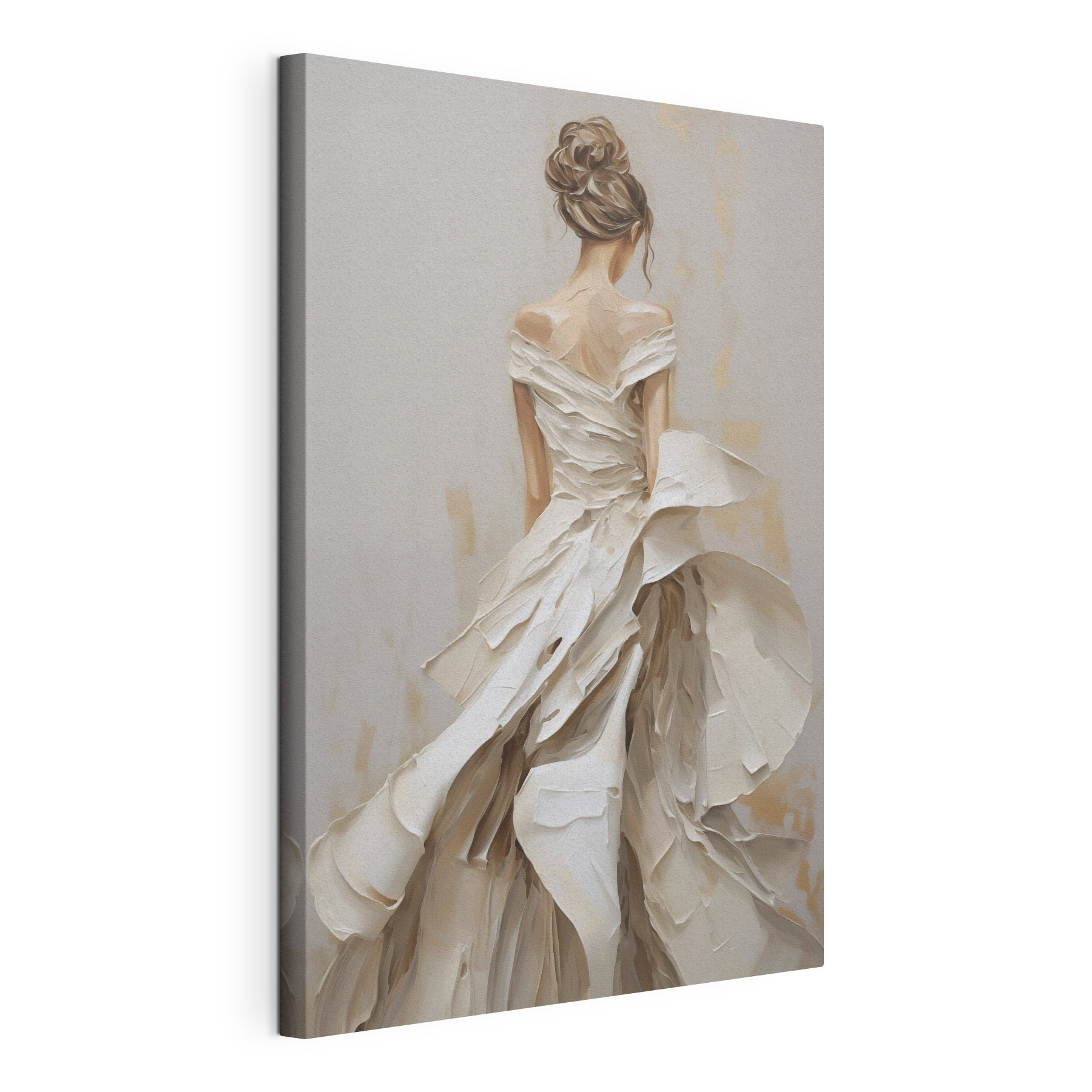 Painting of a woman in a white dress Painting of a woman in a white dress
