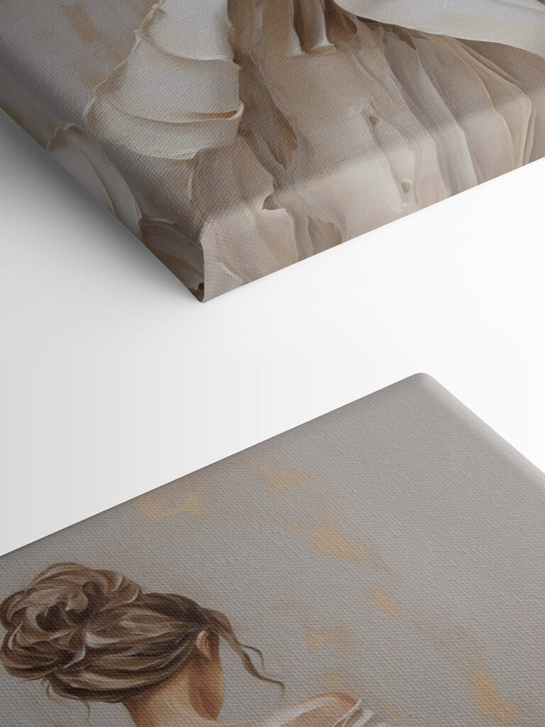 Painting of a woman in a white dress Painting of a woman in a white dress