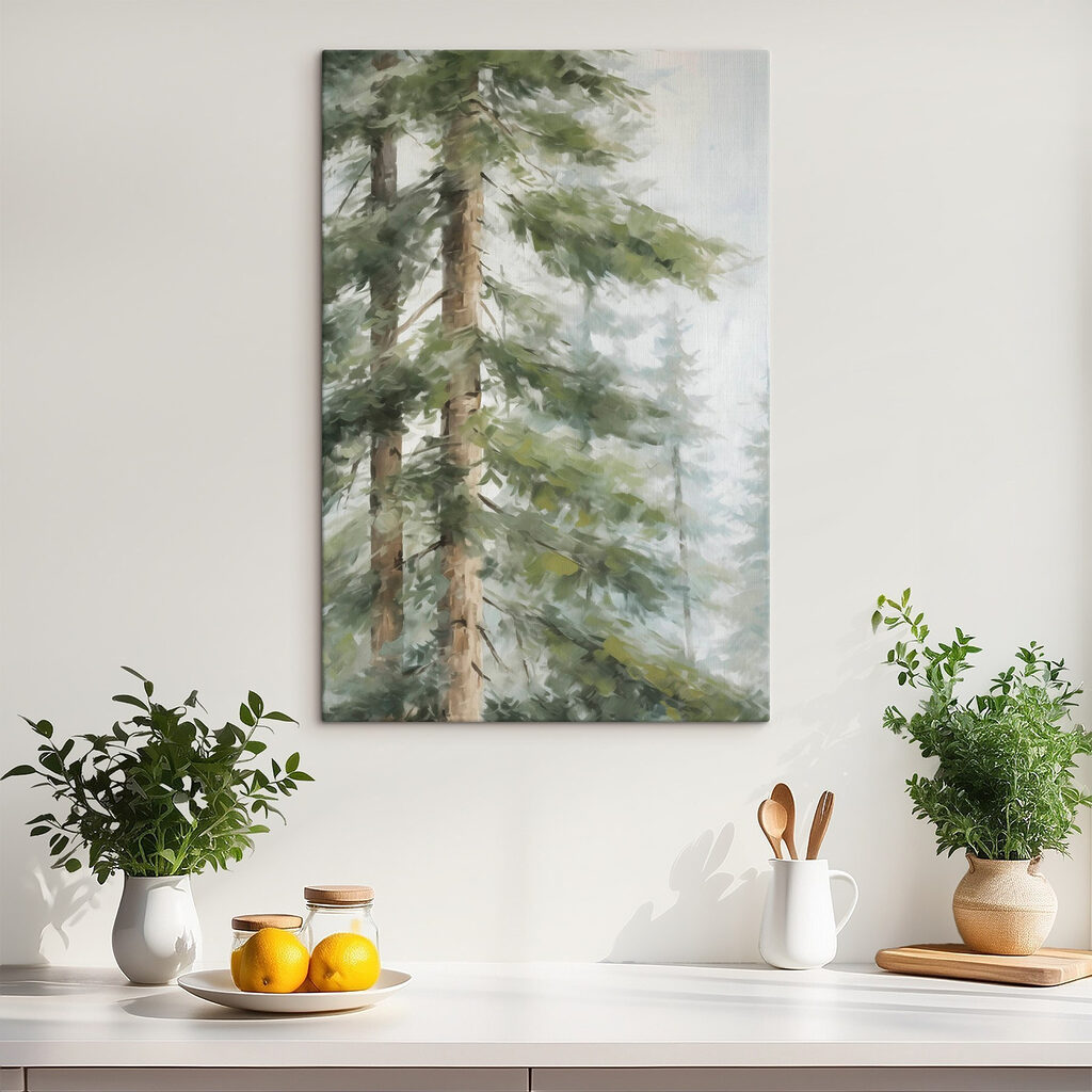 Painting of trees in the woods Painting of trees in the woods