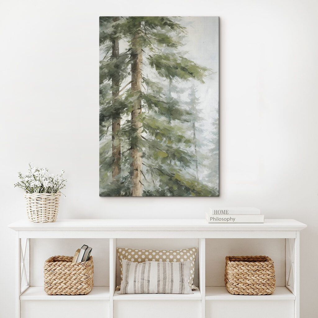 Painting of trees in the woods Painting of trees in the woods