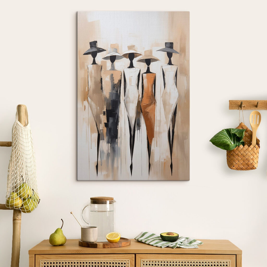 Painting of a group of women wearing hats