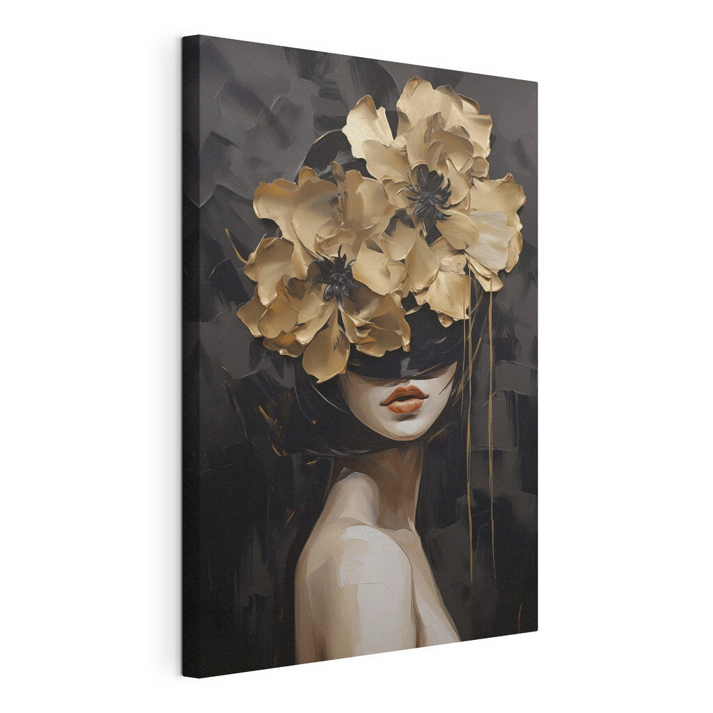 Painting of a woman with flowers on her head Painting of a woman with flowers on her head